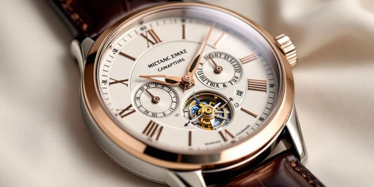 Close-up of a luxurious Swiss-inspired watch.