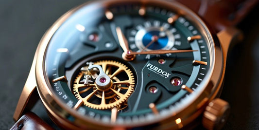 Close-up of a tourbillon watch with intricate mechanics.