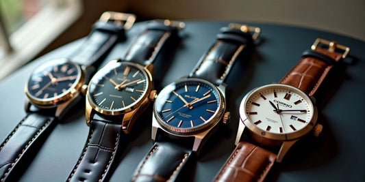 Elegant waterproof luxury watches on a sleek surface.