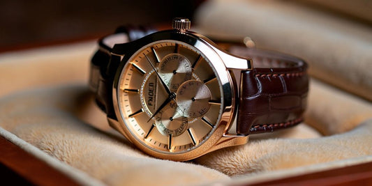 Close-up of an elegant luxury watch on velvet.