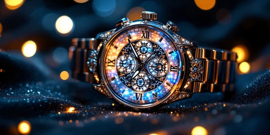 Luminous women's watch on a dark elegant background.