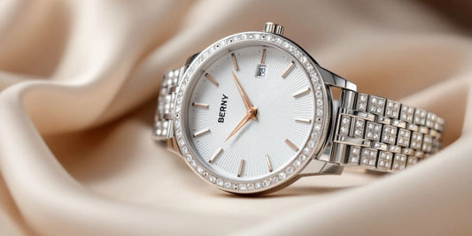 Close-up of BERNY Luxe water-resistant ladies watch.