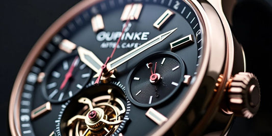 Close-up of a luxurious OUPINKE automatic watch.