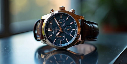 Luxury men's watch with elegant design and intricate details.