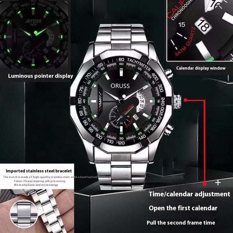 Automatic Movement Men's Calendar Watch – Waterproof & Luminous for the Adventurous Spirit