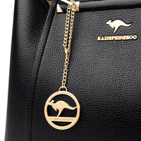 Luxury Designer Soft Leather Handbag: 3-Layer Large Capacity Shoulder Tote