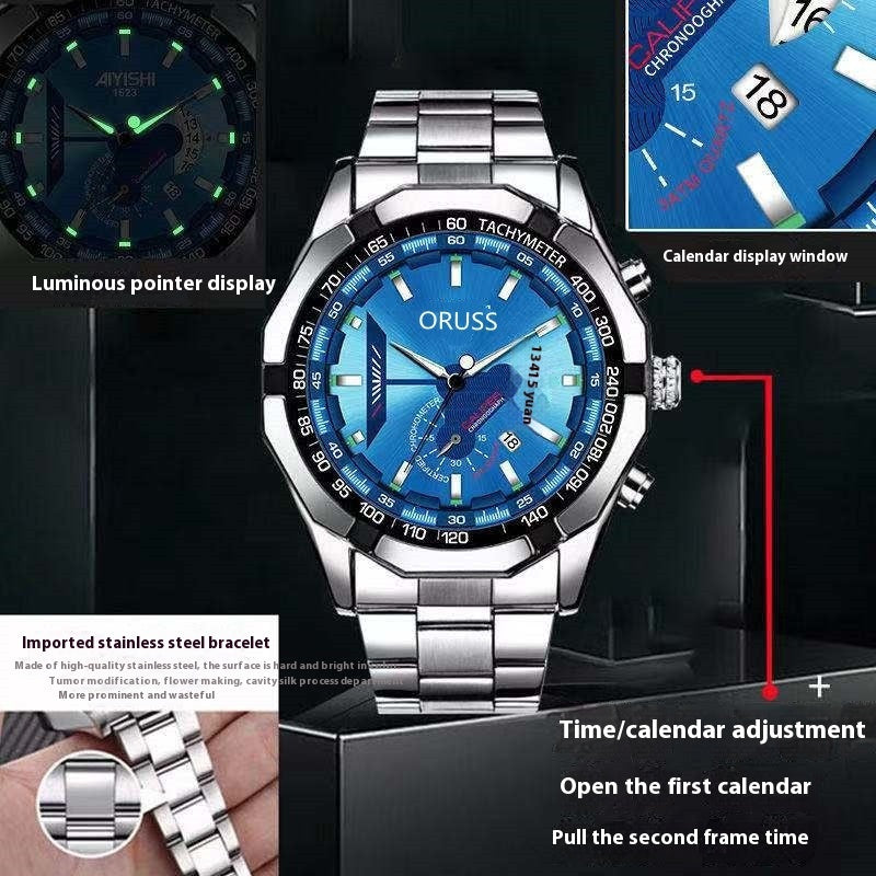 Automatic Movement Men's Calendar Watch – Waterproof & Luminous for the Adventurous Spirit