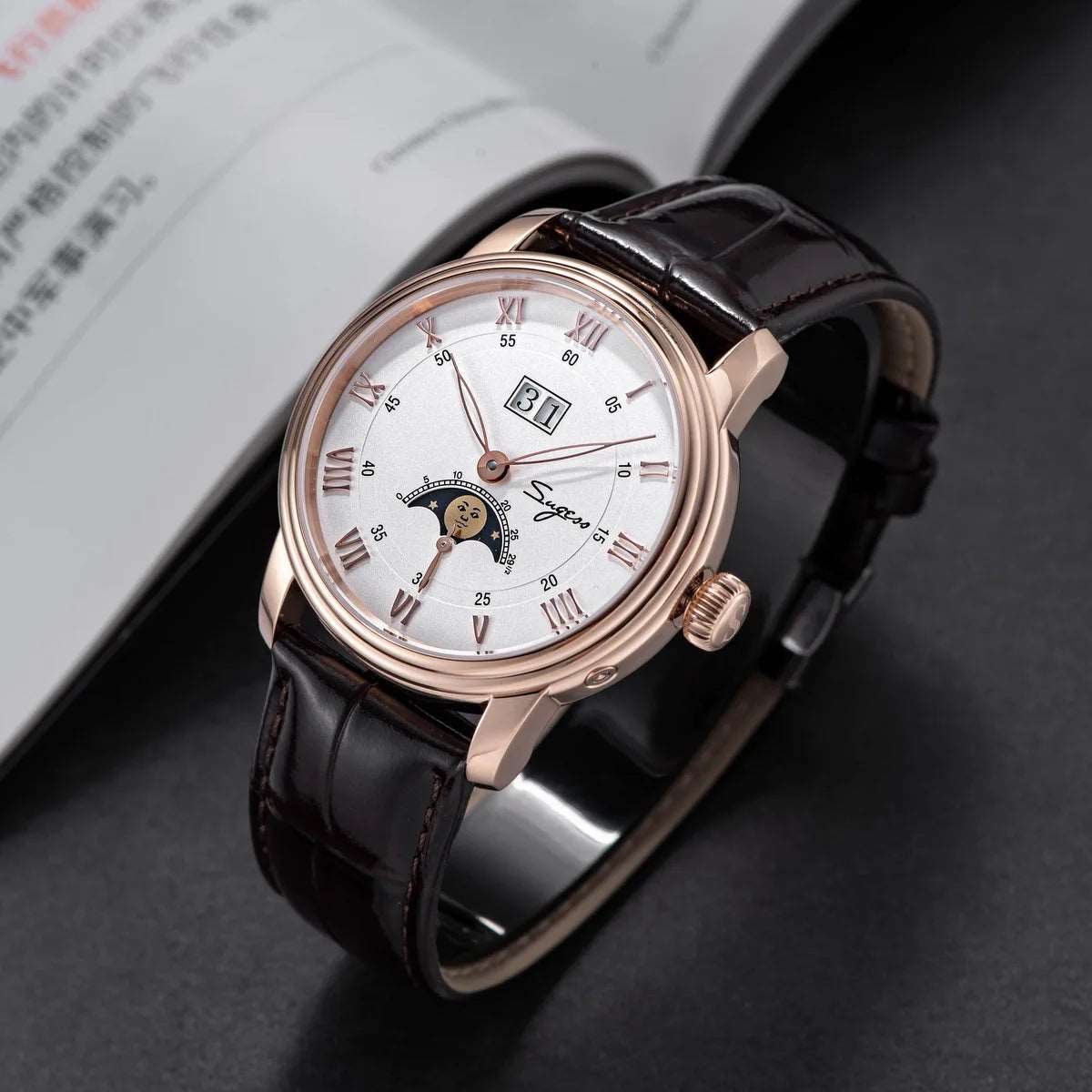 Sugess Automatic Moonphase Watch for Men – Sapphire, Seagull Movement