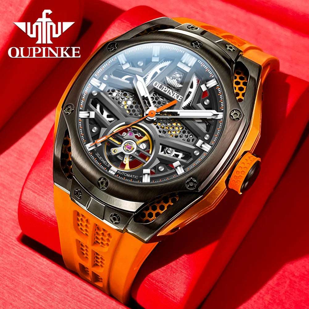 OUPINKE Skeleton Automatic Watch