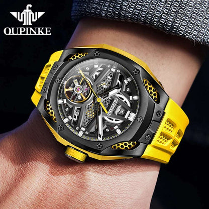 OUPINKE Skeleton Automatic Watch
