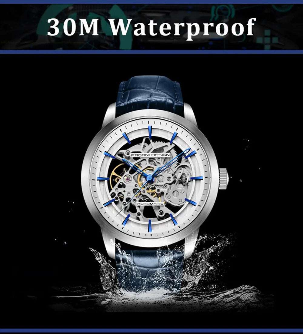 PAGANI DESIGN New Luxury Automatic Mechanical Watch for Men – Stainless Steel, Waterproof, Leather Strap