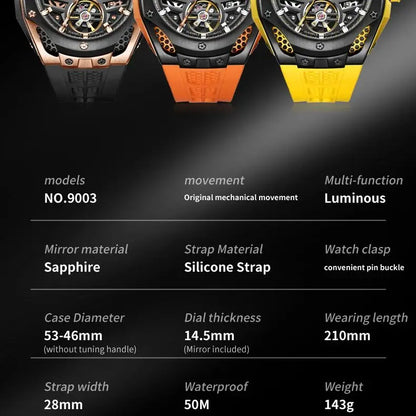 OUPINKE Skeleton Automatic Watch