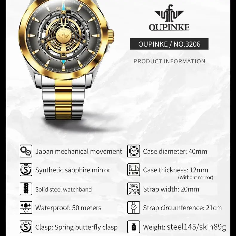 OUPINKE Sapphire Mechanical Watch