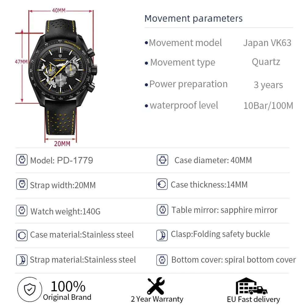 Moon Dark Skeleton Watch -Moonphase, Skeleton, Chronograph, Sapphire