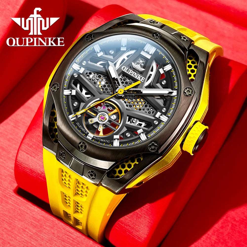 OUPINKE Skeleton Automatic Watch