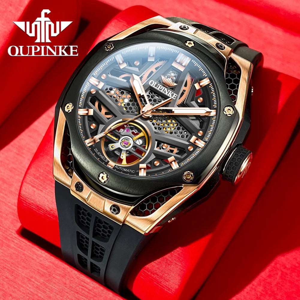 OUPINKE Skeleton Automatic Watch