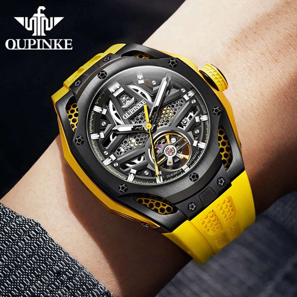 OUPINKE Skeleton Automatic Watch