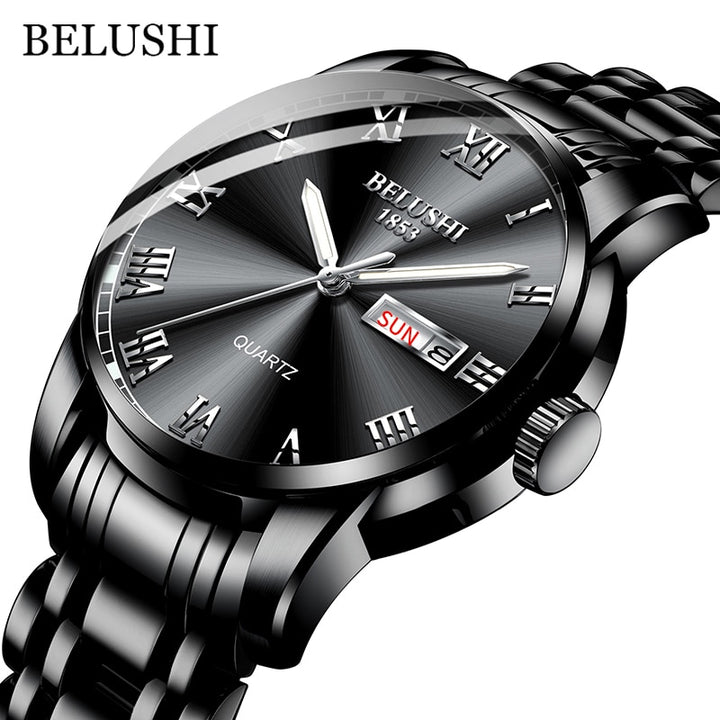 Men's Stainless Steel Business Date Waterproof Luminous Watches - Luxury Sport Quartz Wristwatch - AristoLuxe