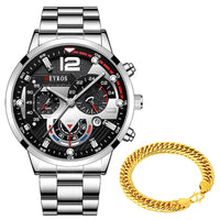 Men's Luxury Gold Bracelet Stainless Steel Quartz Calendar Watch - Business and Casual Luminous Clock for Men - AristoLuxe