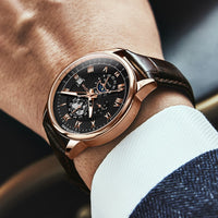 AristoLuxe Mechanical Watch - A Business Essential with Moon Phase Display - Water Resistant and Shockproof - AristoLuxe