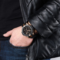 Men's Gold Chronograph Quartz Watch with Rubber Band - 3ATM Water Resistance - AristoLuxe