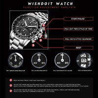 WISHDOIT WSD-2H - Fashion meets Functionality - A durable and water-resistant watch with shock resistance, chronograph, calendar and luminous hands.