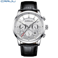 Men's Luxury Chronograph Sport Watch with High-Quality Leather Strap and Quartz Movement - AristoLuxe