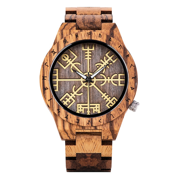 Zebrawood & Ebony Watch - Limited Edition Men's Quartz Watch with Luminous Hands - Water Resistant and Eco-Friendly.