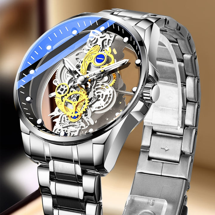 Men's Luxury Skeleton Automatic Quartz Watch - Gold Vintage Man Watch by AristoLuxe - AristoLuxe