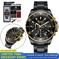 Fashion Luxury Waterproof Sports Stainless Steel Chronograph Wristwatch - AristoLuxe