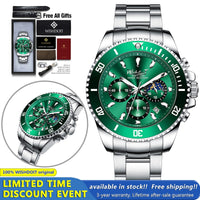 Fashion Luxury Waterproof Sports Stainless Steel Chronograph Wristwatch - AristoLuxe