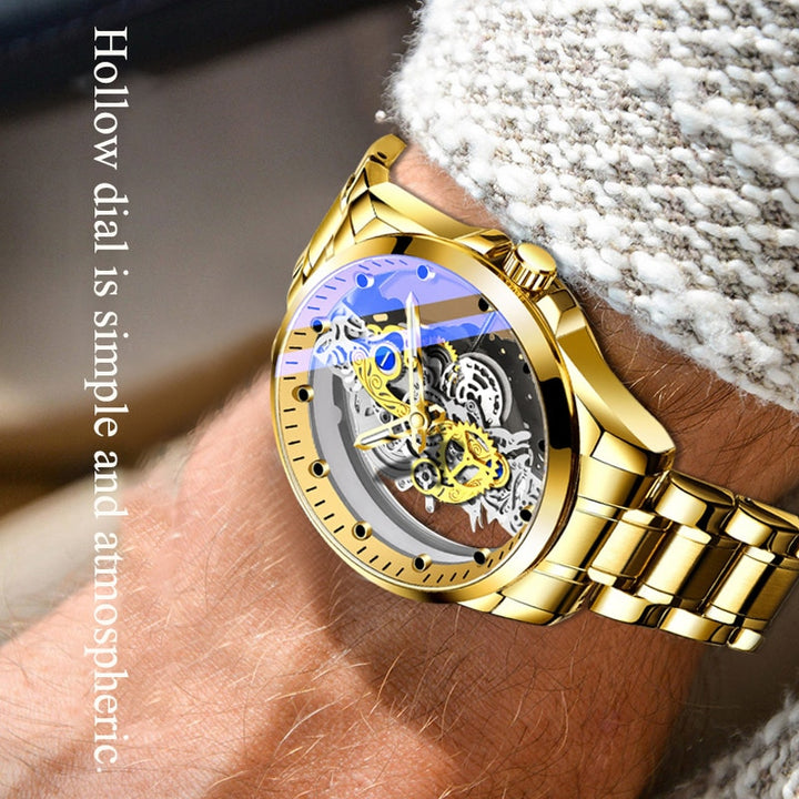 Men's Luxury Skeleton Automatic Quartz Watch - Gold Vintage Man Watch by AristoLuxe - AristoLuxe